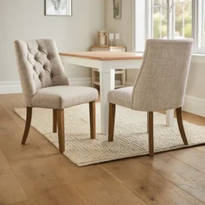 Wolton Mid Natural Buttoned Dining Chairs