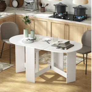 Ziri White Washed-Oval Extendable Table
