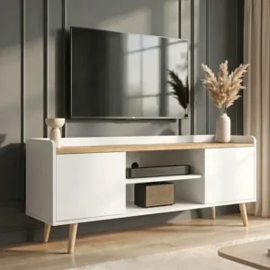 Tavero White Corner TV Stand with Storage