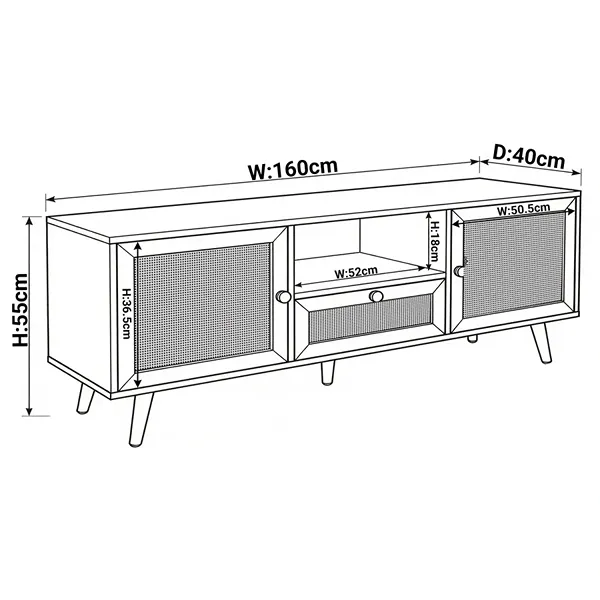 Wovena White Rattan 2-Door TV Unit with Storage 2 Wovena White Rattan 2-Door TV Unit with Storage
