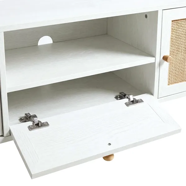 Wovena White Rattan 2-Door TV Unit with Storage 3 Wovena White Rattan 2-Door TV Unit with Storage
