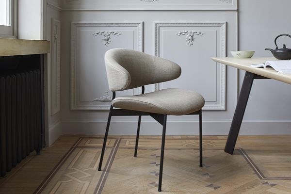 Modern beige upholstered dining chair